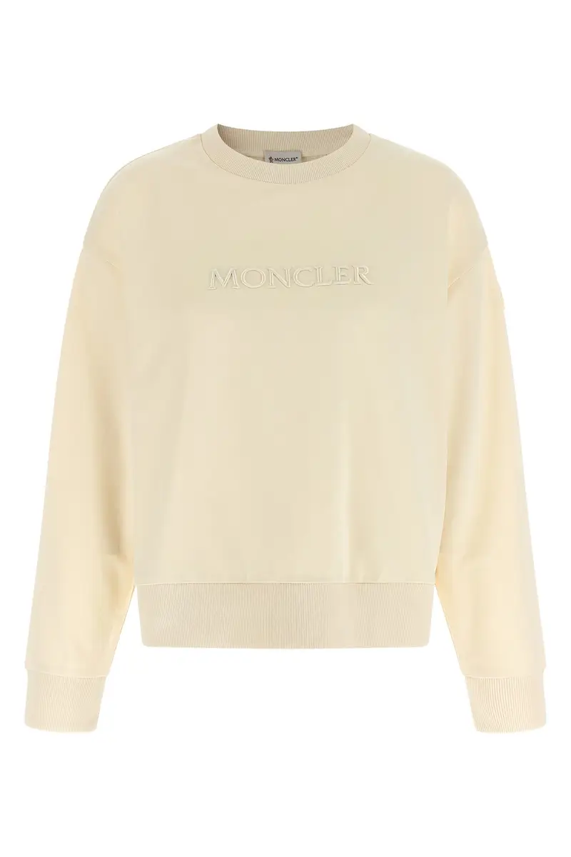 Felpa Ricamo Logo Beige