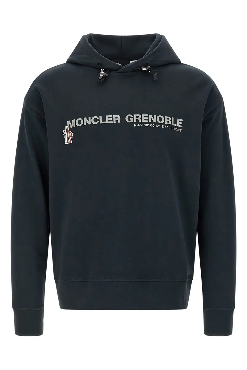 Felpa Con Cappuccio Logo Blu