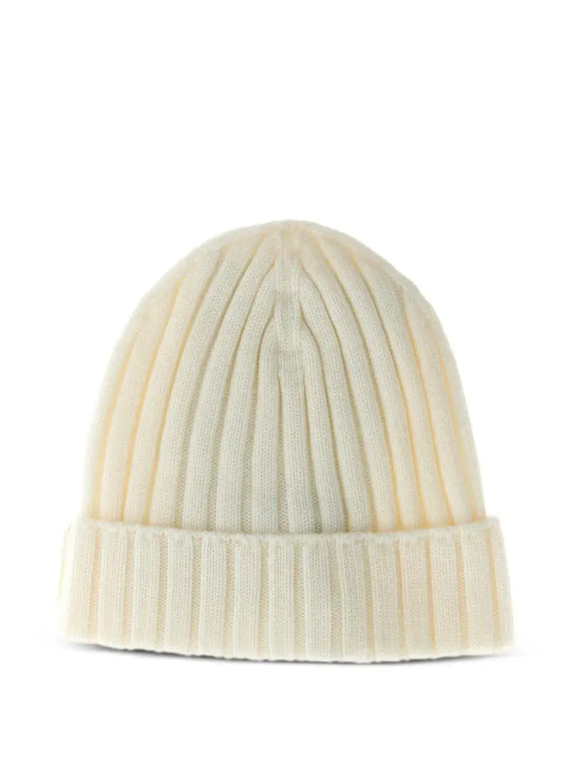 Berretto Bianco a Coste con Logo miniatura 2