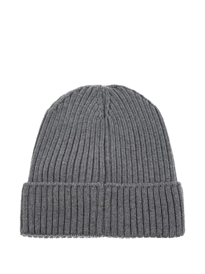 Berretto Grigio in Lana Vergine con Logo Frontale miniatura 2