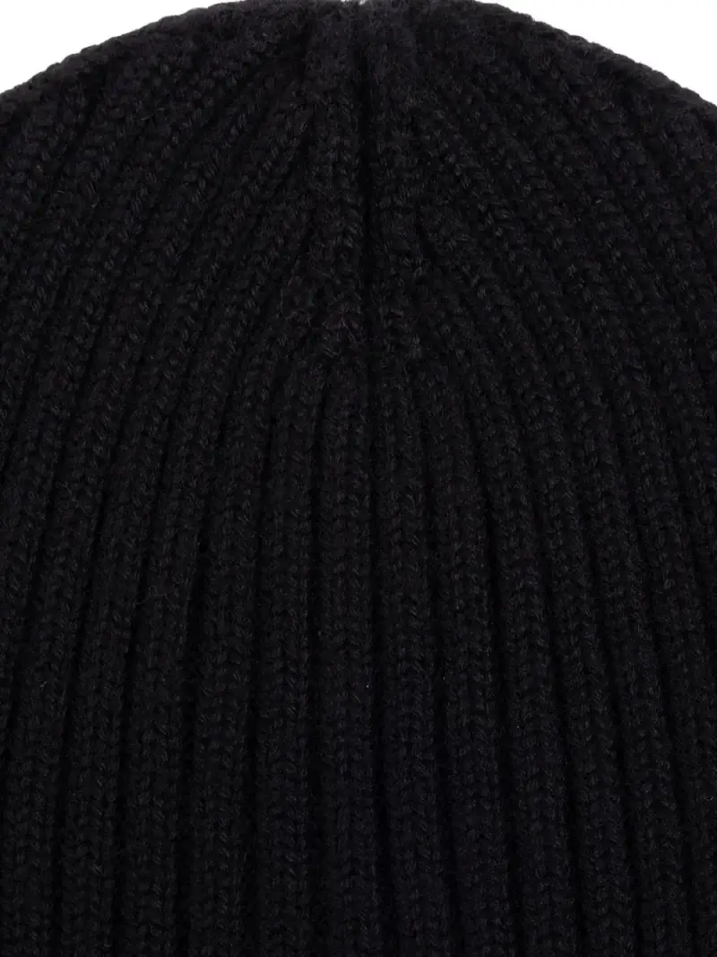 Berretto in Lana Merino Nero a Costine Nera miniatura 2