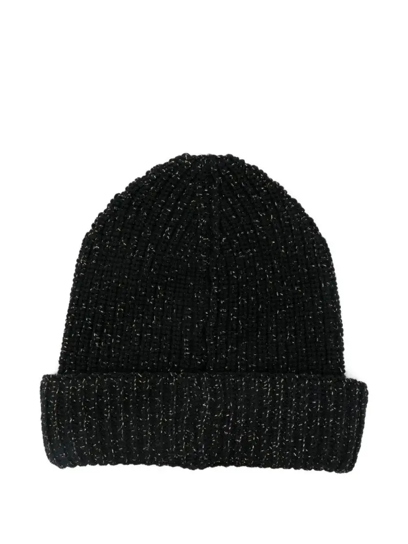 Berretto nero a coste con logo miniatura 2