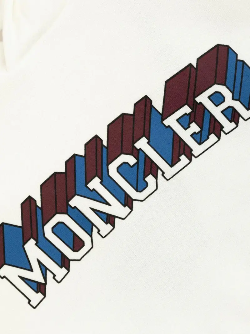 Felpa Bianca con Cappuccio e Motivo Logato miniatura 3