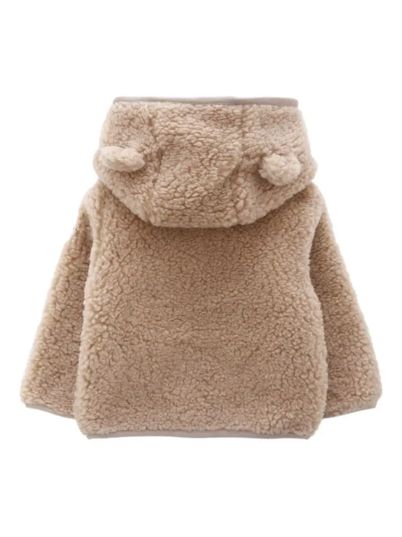 Felpa in pile effetto teddy con cappuccio e orecchie da orsacchiotto Beige miniatura 3