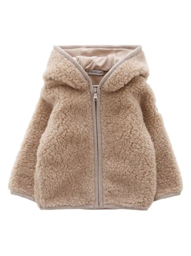 Felpa in pile effetto teddy con cappuccio e orecchie da orsacchiotto Beige