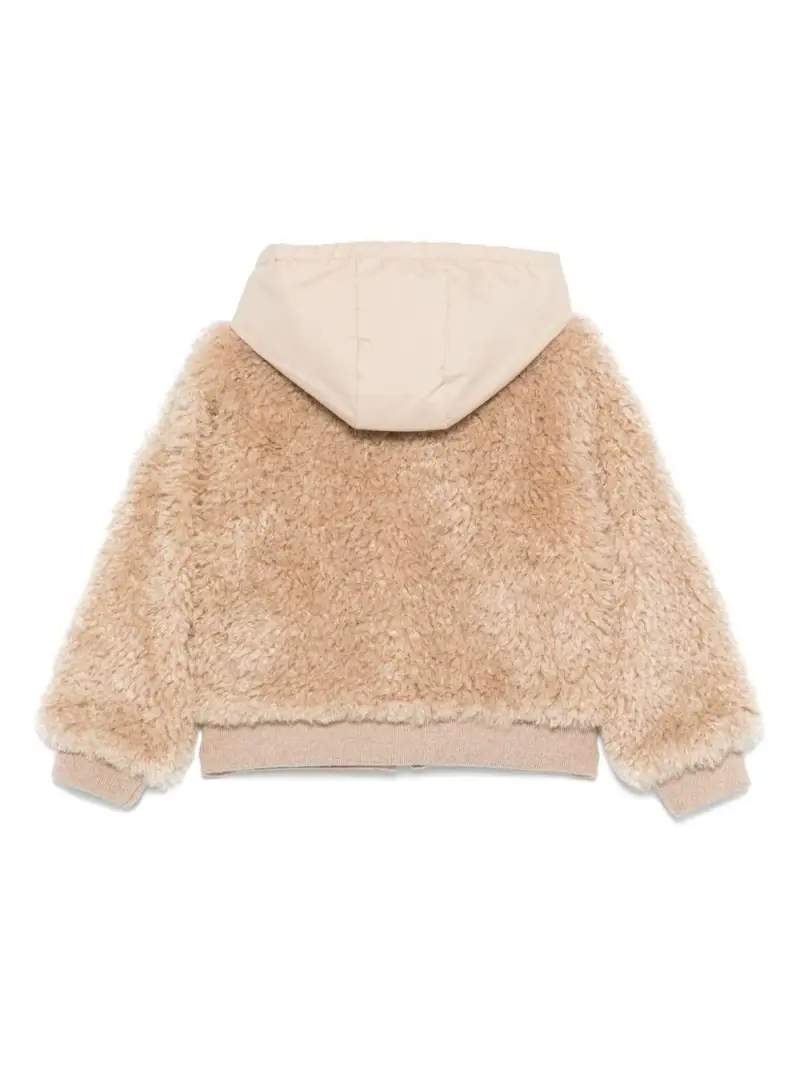 Felpa Teddy Beige con Cappuccio e Zip miniatura 2