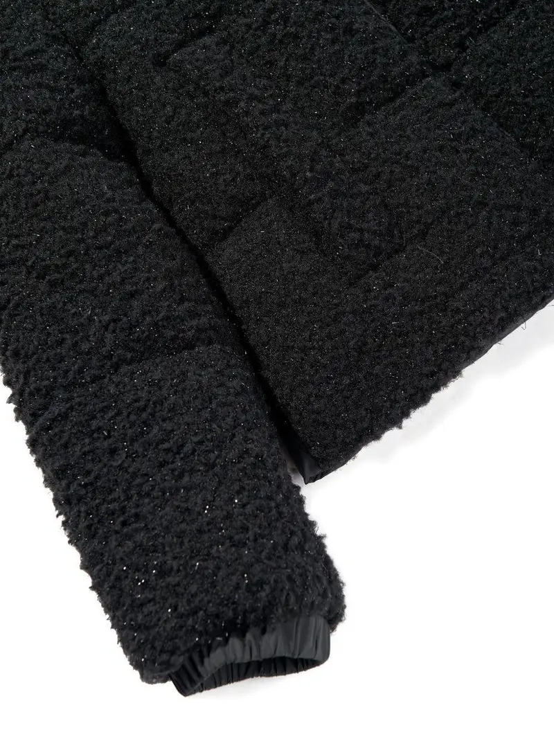 Giacca nera trapuntata con cappuccio Nero miniatura 2