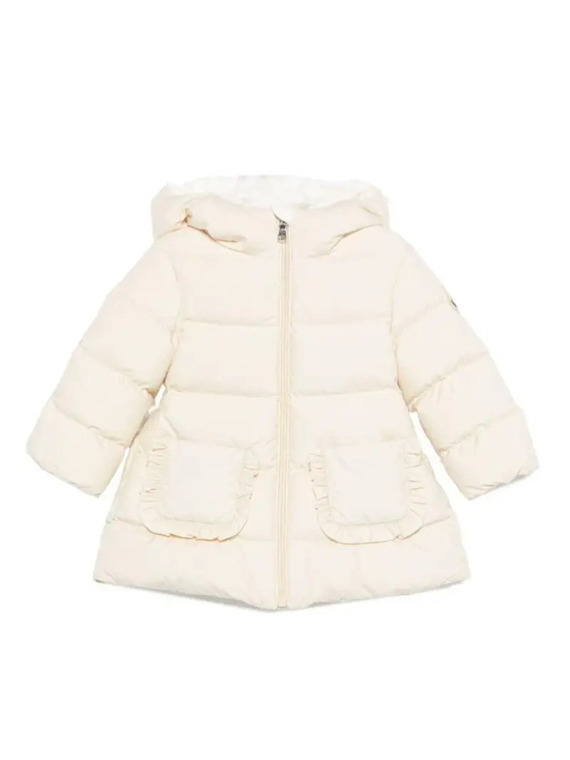 Giacca Trapuntata Beige con Cappuccio e Zip