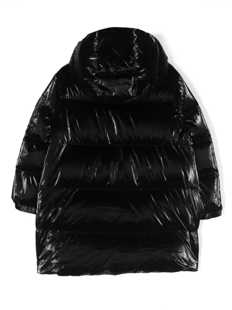 Moncler Kids Giubbino lungo nero lucido miniatura 2