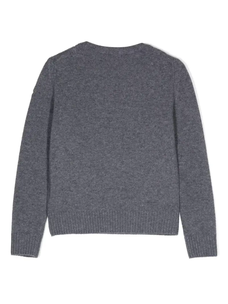 Maglione grigio ricamo frontale miniatura 3