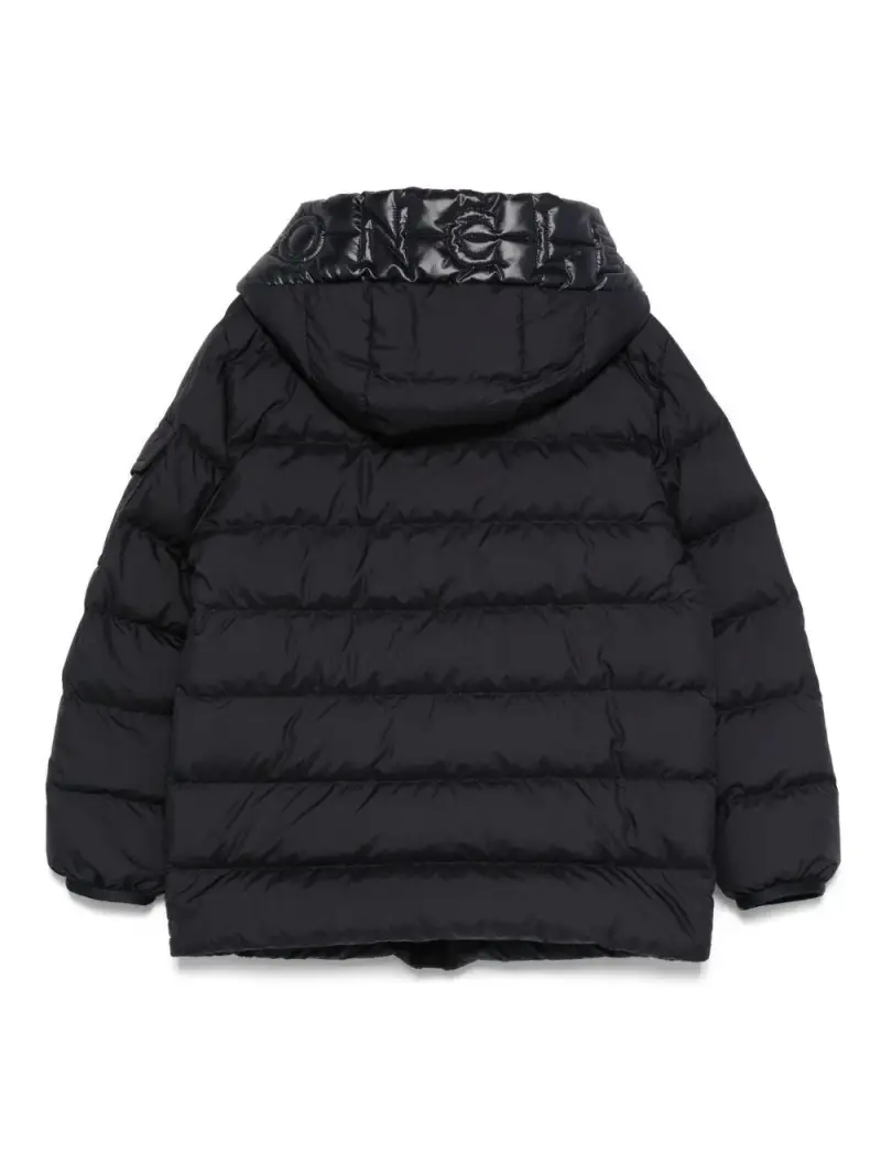 Piumino con Cappuccio e Logo Trapuntato Blu navy miniatura 3