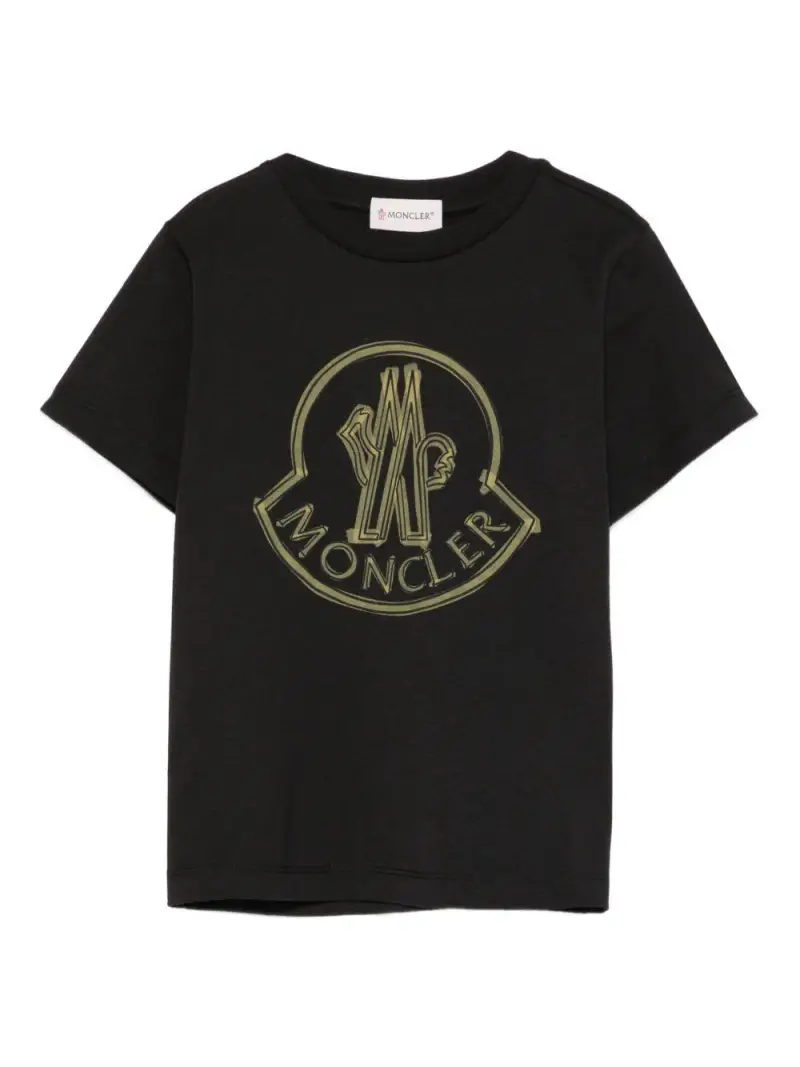 T-shirt in Cotone Nero con Logo Scarabocchio