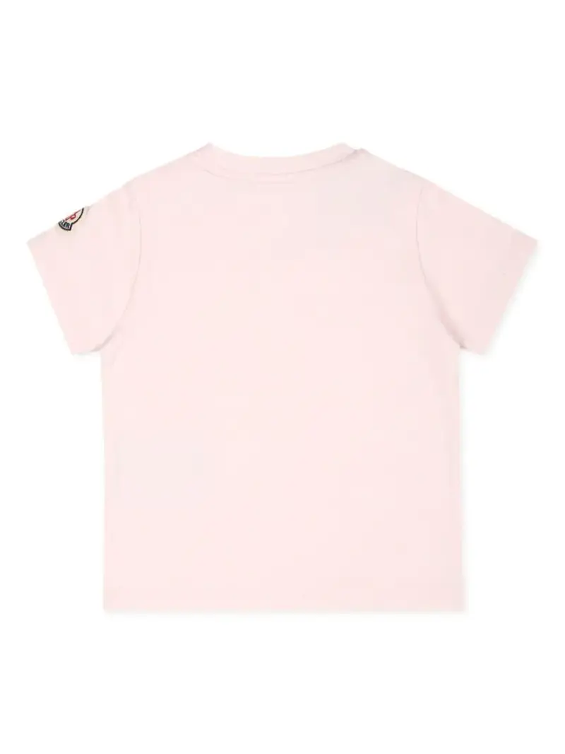 T-shirt rosa logo glitter frontale neonata miniatura 2