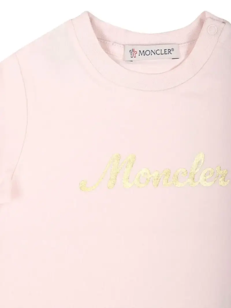 T-shirt rosa logo glitter frontale neonata miniatura 3