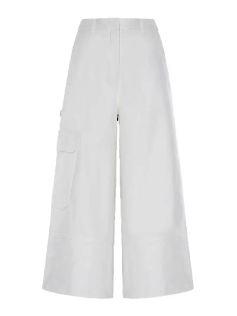 Pantaloni cropped a gamba ampia Bianco