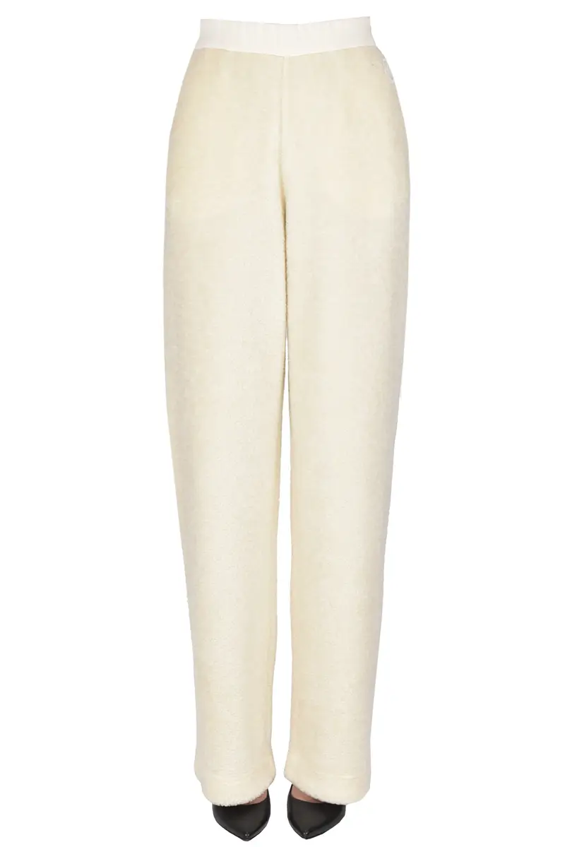 Pantaloni in ecopelliccia Panna