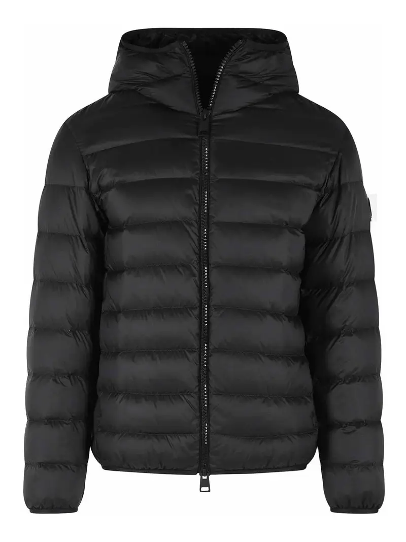 Piumino Corto Con Cappuccio Nero