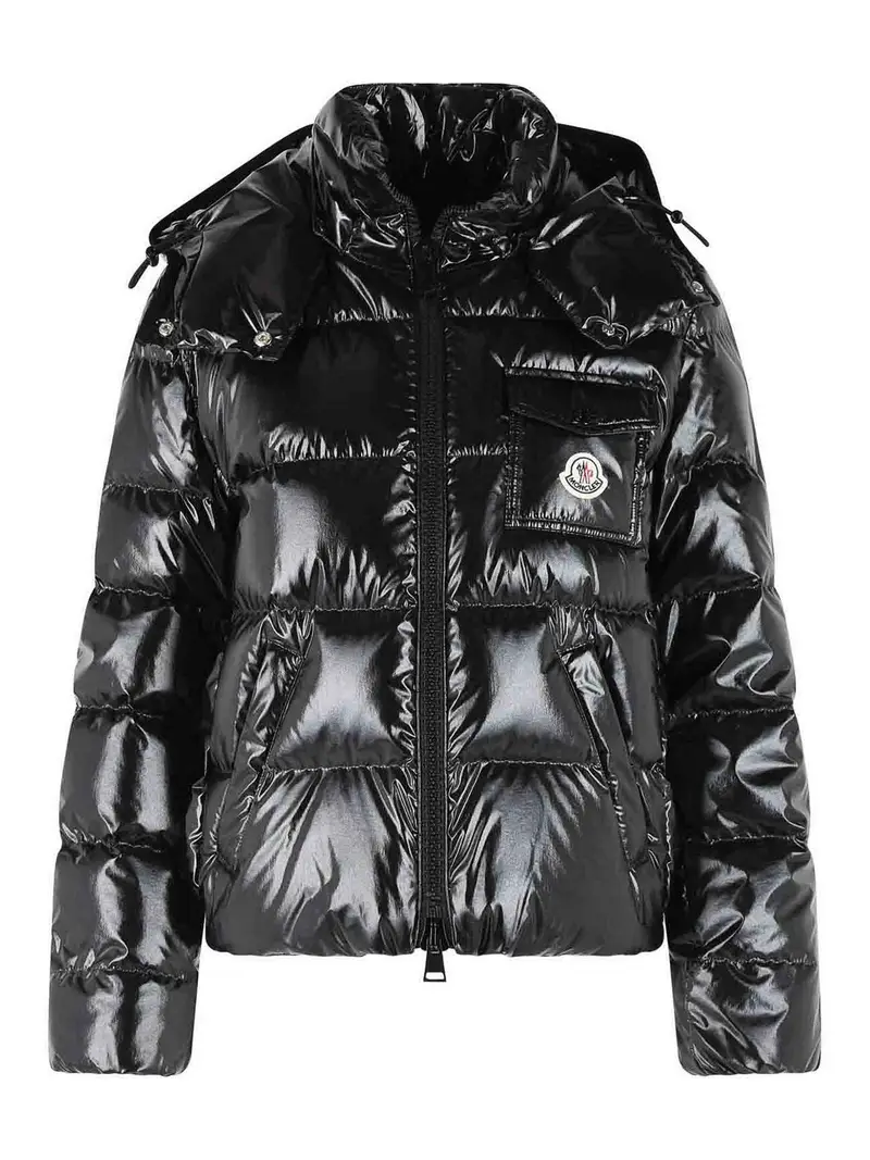 Piumino Corto Con Cappuccio Nero