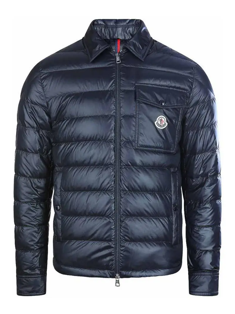 Piumino Corto Trapuntato Con Zip Blu