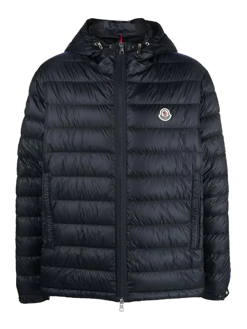 Piumino Moncler agout con patch logo Blu