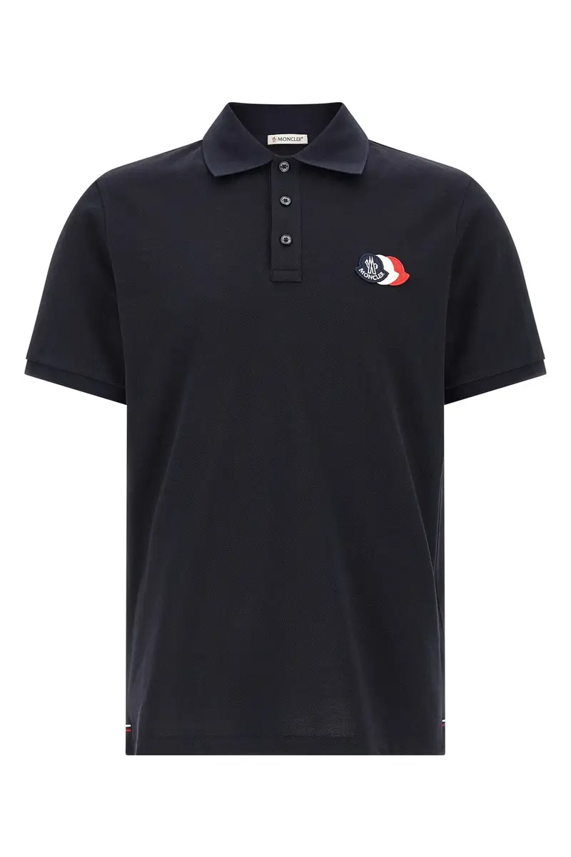 Polo Patch Logo Tricolore Blu