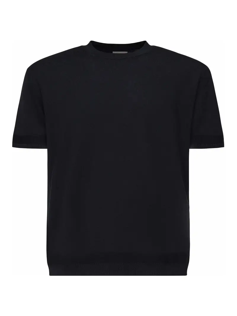 T-shirt in maglieria di cotone e seta Blu