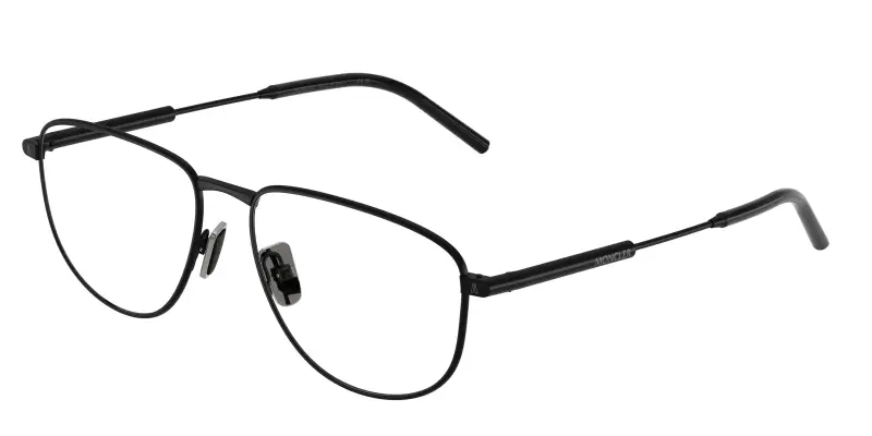 Unisex Moncler ME1005 1001 Montature da vista Acciaio Nero Trasparente Rotonda Normale