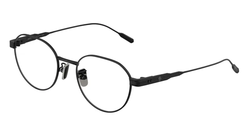 Unisex Moncler ME1007TD 1001 Montature da vista Titanio Nero Trasparente Rotonda Normale