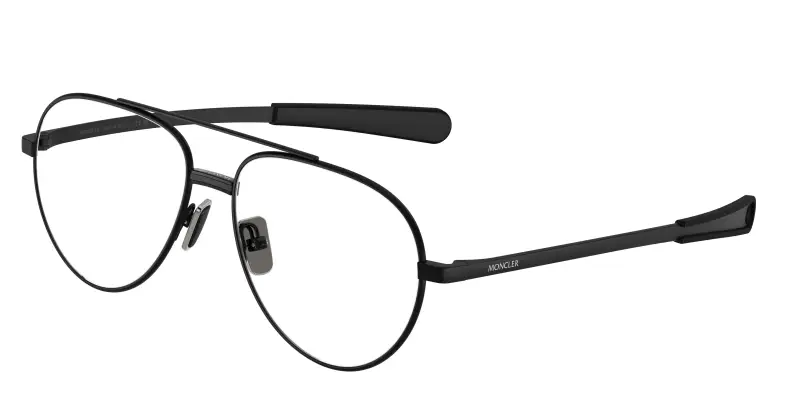 Unisex Moncler ME1008 1001 Montature da vista Metallo Nero Trasparente Pilot Normale