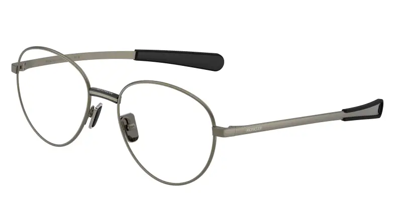 Unisex Moncler ME1009 1002 Montature da vista Metallo Grigio Trasparente Rotonda Normale