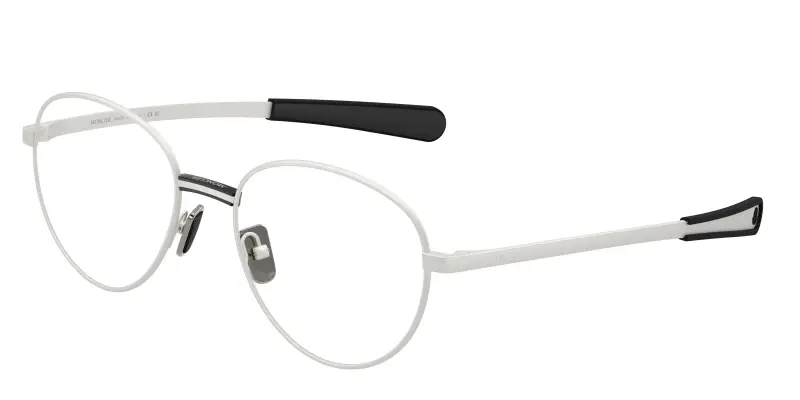 Unisex Moncler ME1009 1004 Montature da vista Metallo Argento Trasparente Rotonda Normale