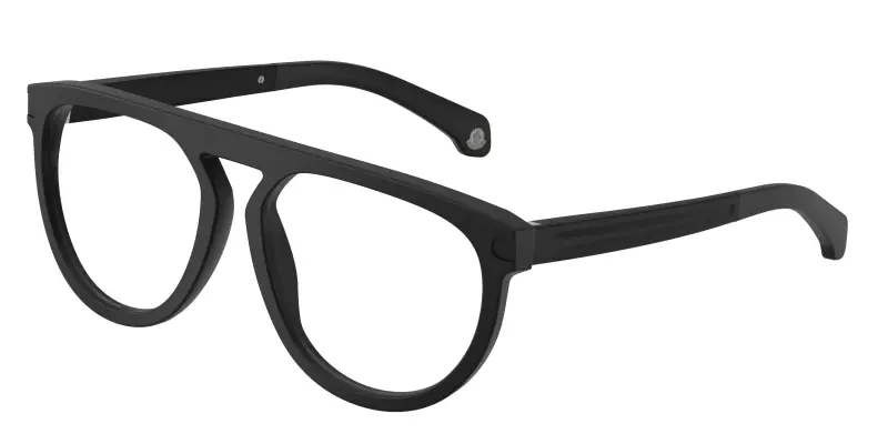 Unisex Moncler ME2007 3010 Montature da vista Acetato Nero Trasparente Pilot Normale