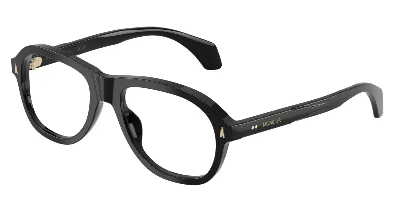 Unisex Moncler ME2025U 3001 Montature da vista Acetato Nero Trasparente Pillow Normale