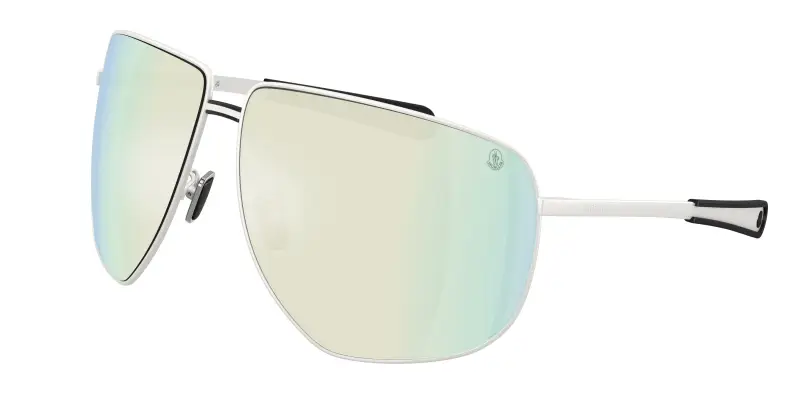 Unisex Moncler ME4008 ATLAS 10046G Occhiali da sole Metallo Argento Grigio Pilot Specchiate