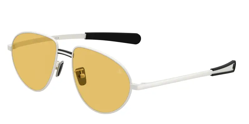 Unisex Moncler ME4009 VIZLA 100485 Occhiali da sole Metallo Argento Giallo Pilot Normale