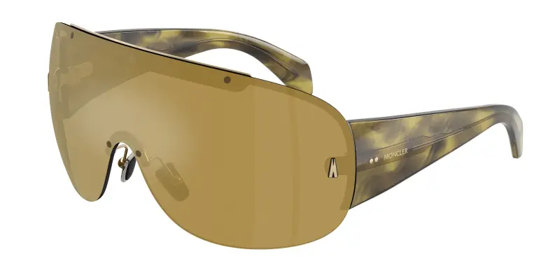 Unisex Moncler ME4012 RIZON 10077I Occhiali da sole Metallo Oro Marrone Pilot Normale