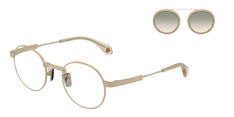 Unisex Moncler ME4015T SUFFUSE 10242C Occhiali da sole Titanio Oro Marrone Rotonda Normale Sfumato