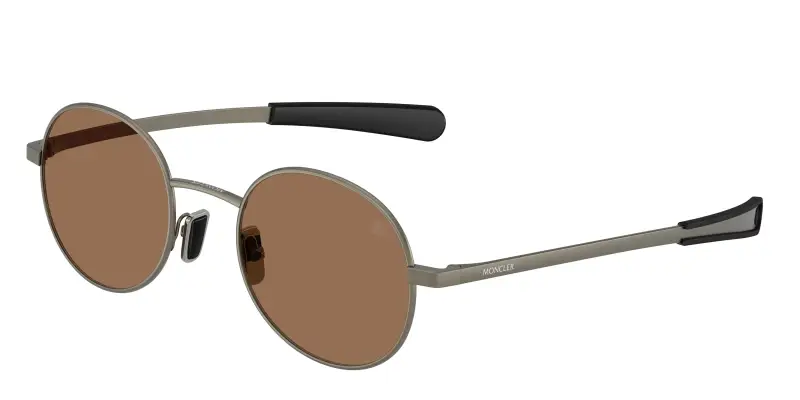 Unisex Moncler ME4016 CENTRO 100273 Occhiali da sole Metallo Grigio Marrone Rotonda Normale