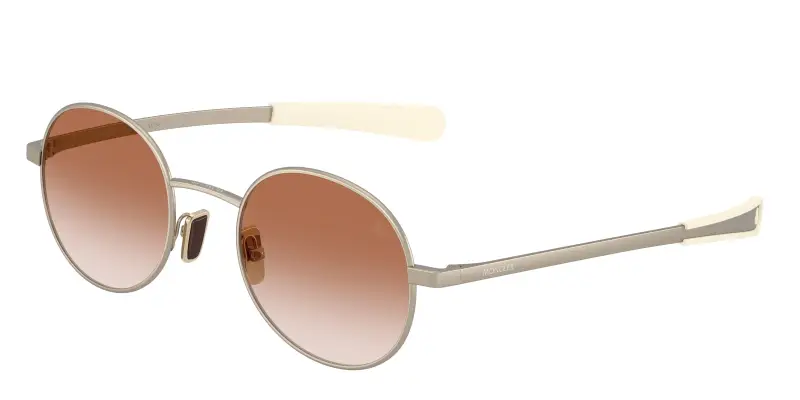 Unisex Moncler ME4016 CENTRO 100313 Occhiali da sole Metallo Bronzo Rosa Rotonda Normale Sfumato