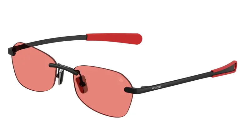 Unisex Moncler ME4017 ORRIS 100184 Occhiali da sole Metallo Nero Rosso Geometrica Normale