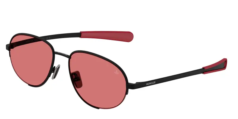 Unisex Moncler ME4018 CIRCUIT 100175 Occhiali da sole Metallo Nero Rosso Rotonda Normale