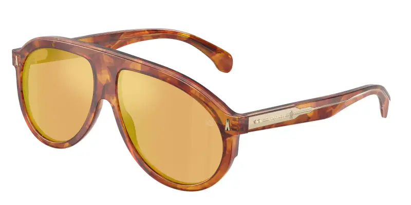 Unisex Moncler ME6001 FHAITE 30047J Occhiali da sole Acetato Tartaruga Arancione Pilot Specchiate