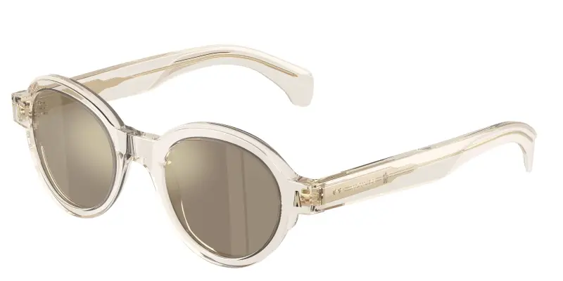 Unisex Moncler ME6003 RONDOSA 30035A Occhiali da sole Acetato Bianco Marrone Rotonda Specchiate