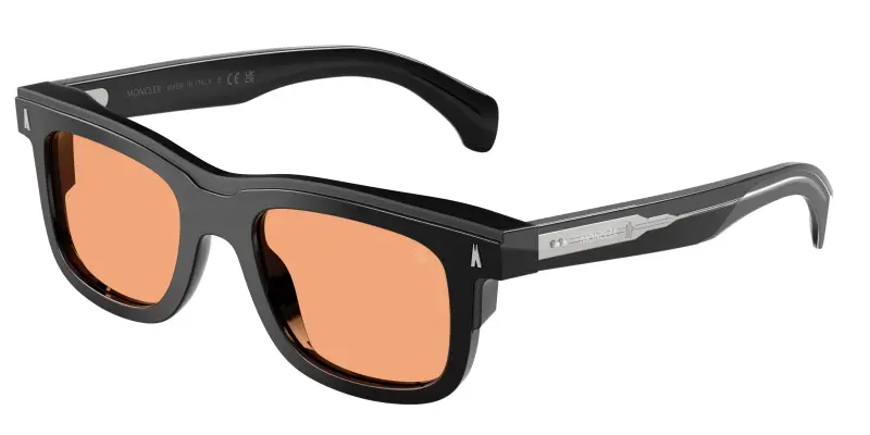 Unisex Moncler ME6004 CLARO 300174 Occhiali da sole Acetato Nero Arancione Squadrata Normale
