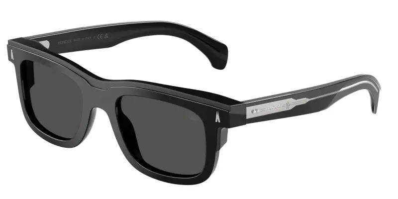 Unisex Moncler ME6004 CLARO 300187 Occhiali da sole Acetato Nero Grigio Squadrata Normale