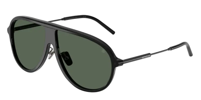 Unisex Moncler ME6009 GLYDE 300171 Occhiali da sole Acetato Nero Verde Pilot Normale