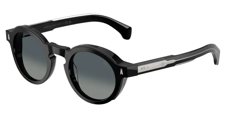 Unisex Moncler ME6012 AURONE 30013C Occhiali da sole Acetato Nero Grigio Rotonda Normale Sfumato