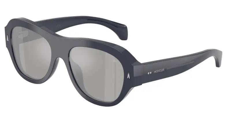 Unisex Moncler ME6015U ELEVANE 30206G Occhiali da sole Acetato Blu Argento Geometrica Normale