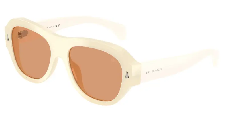 Unisex Moncler ME6015U ELEVANE 3035/7 Occhiali da sole Acetato Bianco Marrone Geometrica Normale