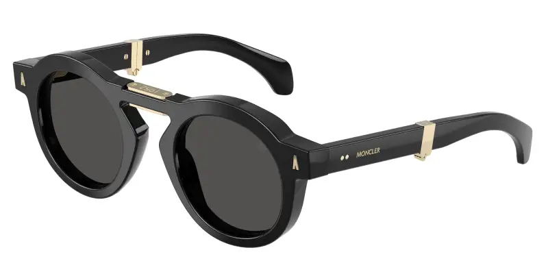 Unisex Moncler ME6019U GLISSE 300187 Occhiali da sole Acetato Nero Grigio Rotonda Normale